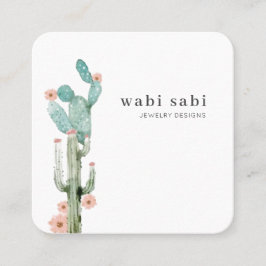 Cartão De Visita Quadrado Cactus Social Cactus Flutuante