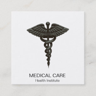 Cartão De Visita Quadrado Cadubo Médico Simples Profissional Branco Preto