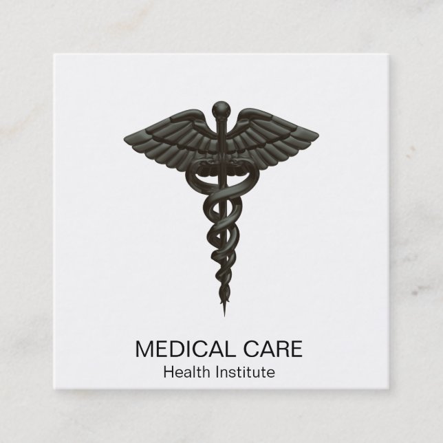 Cartão De Visita Quadrado Cadubo Médico Simples Profissional Branco Preto (Frente)