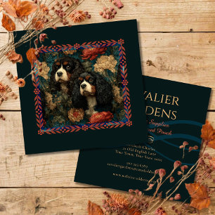 Cartão De Visita Quadrado Cães Cavalier King Charles Spaniels Tricolor CKCS