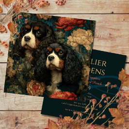 Cartão De Visita Quadrado Cães Cavalier King Charles Spaniels Tricolor CKCS