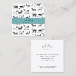 Cartão De Visita Quadrado Cães Vintage Cães Cachorro Formador