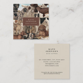 Cartão De Visita Quadrado Cães Vintage Cães Cães Cães Cães Formador de Cuida