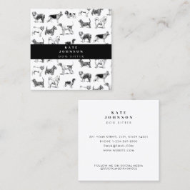 Cartão De Visita Quadrado Cães Vintage Groomer Pet Spa Salon