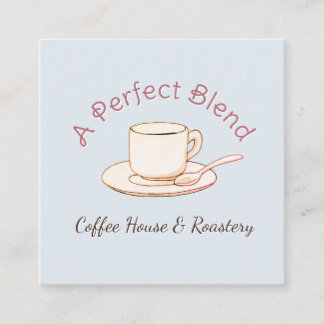 Cartão De Visita Quadrado Café A Perfect Blend Xícara de Café Minimalista El
