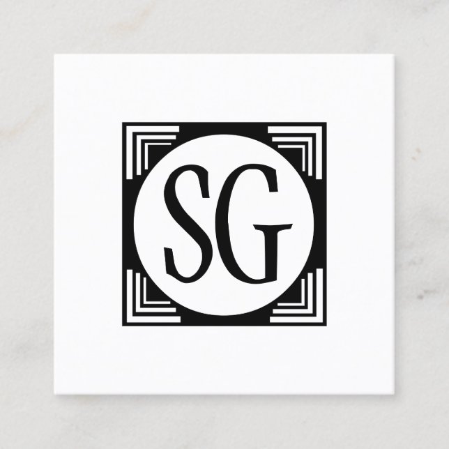 Cartão De Visita Quadrado Caixa de Círculos - Iniciais (Frente)