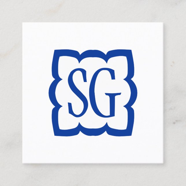 Cartão De Visita Quadrado Caixa de curva 03 - Iniciais - Azul Marinho (Frente)