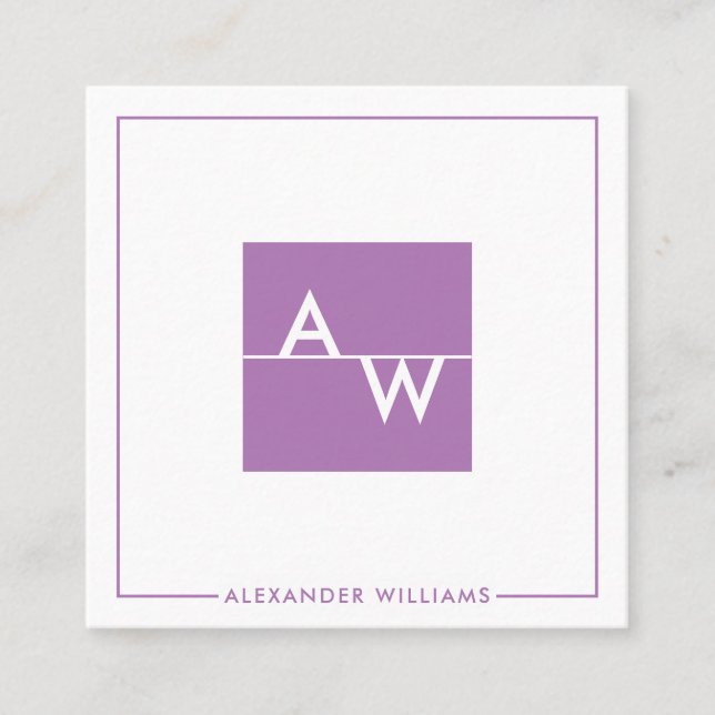 Cartão De Visita Quadrado Caixa Monograma Formal (Frente)