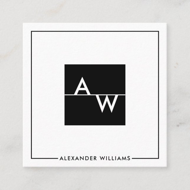 Cartão De Visita Quadrado Caixa Monograma Formal (Frente)