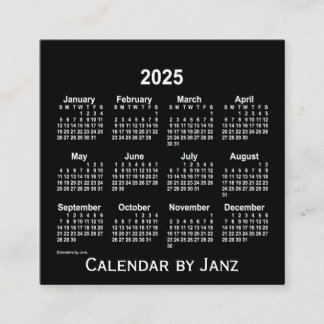 Cartão De Visita Quadrado Calendário Branco Neon 2025 por Janz