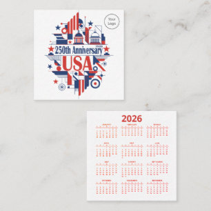 Cartão De Visita Quadrado Calendário do 250º aniversário da América