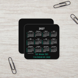 Cartão De Visita Quadrado Calendário ISO 2027 Neon 52 Week de Janz