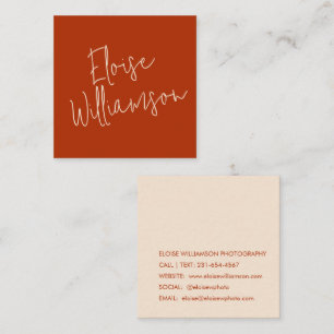 Cartão De Visita Quadrado Caligrafia Vermelha Ousada Chic Moderno Contemporâ