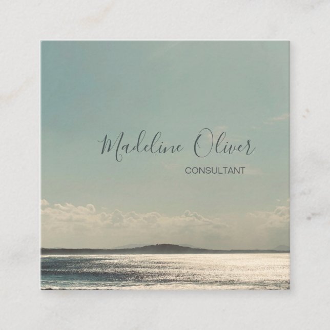 Cartão De Visita Quadrado Calm Ocean Viagem Modern Na moda Professional (Frente)