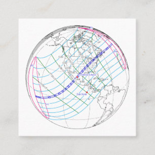 Cartão De Visita Quadrado Caminho Global do Eclipse Solar 2024