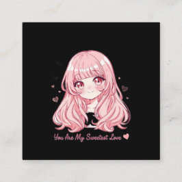 Cartão De Visita Quadrado Camisola de Valentina de Anime Fofa