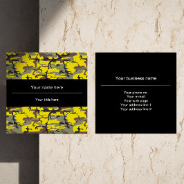 Cartão De Visita Quadrado Camuflagem Amarela e Marrom, Militar, Exército