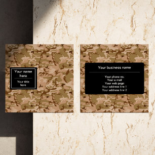 Cartão De Visita Quadrado Camuflagem Deserto, Camuflagem Marrom, Militar, Ex