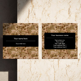 Cartão De Visita Quadrado Camuflagem do Deserto, Partículas Militares, Exérc