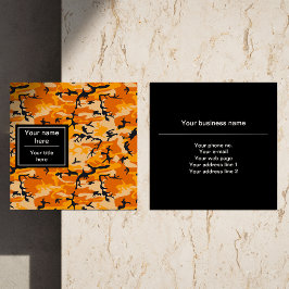 Cartão De Visita Quadrado Camuflagem Laranja, Militar, Exército