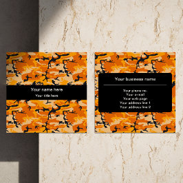 Cartão De Visita Quadrado Camuflagem Laranja, Militar, Exército