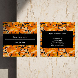 Cartão De Visita Quadrado Camuflagem Laranja, Militar, Exército