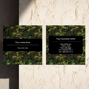 Cartão De Visita Quadrado Camuflagem Verde, Camuflagem, Militar, Exército