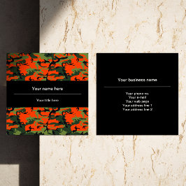 Cartão De Visita Quadrado Camuflagem Verde Laranja, Militar, Exército