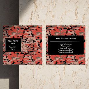 Cartão De Visita Quadrado Camuflagem Vermelha e Marrom, Camuflagem, Militar,