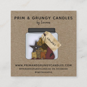 CARTÃO DE VISITA QUADRADO CANDATO DE GRUBBY RUSTIC PRIMITIVE COUNTER