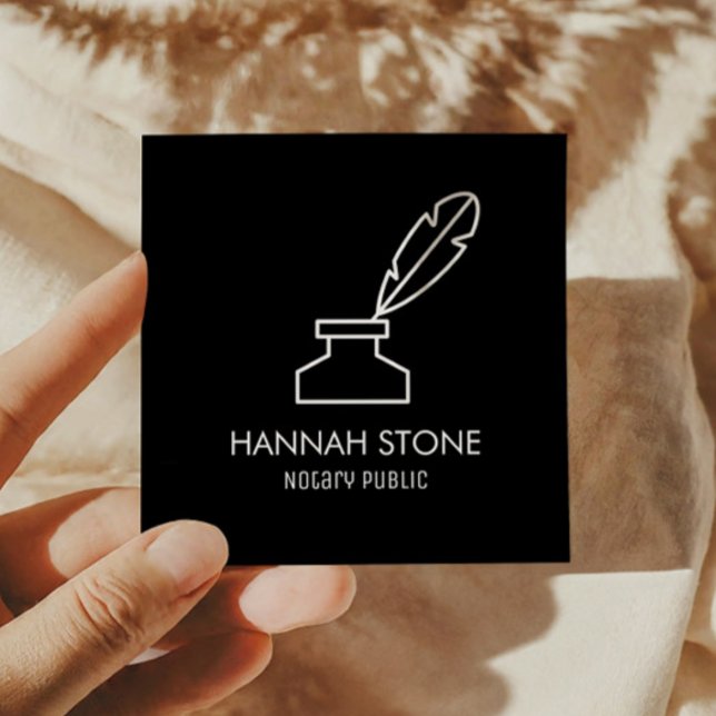 Cartão De Visita Quadrado Caneta Mínima Contorno de Contorno Notário Simples (Criador carregado)