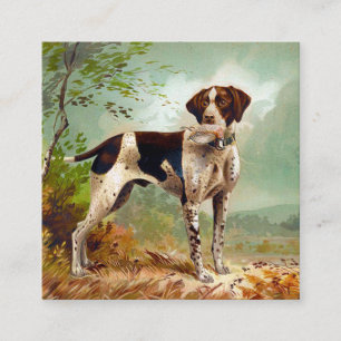 Cartão De Visita Quadrado Cão caçador com pássaro na boca