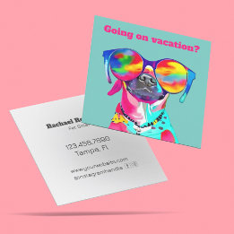Cartão De Visita Quadrado Cão Colorido Divertido Personalizado Pet Sitter