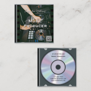 Cartão De Visita Quadrado Capa de CD de Música com QR Code Retrô