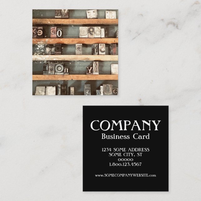 Cartão De Visita Quadrado carimbos de blocos de impressão antigos (Frente/Verso)