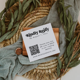Cartão De Visita Quadrado Cartão quadrado RSVP de código QR minimalista CHAR
