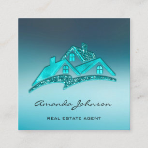 Cartão De Visita Quadrado Casa de logotipo personalizada Agente imobiliário