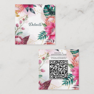 Cartão De Visita Quadrado Casamento Jardim de Poeira de Estrelas Tropical Pa