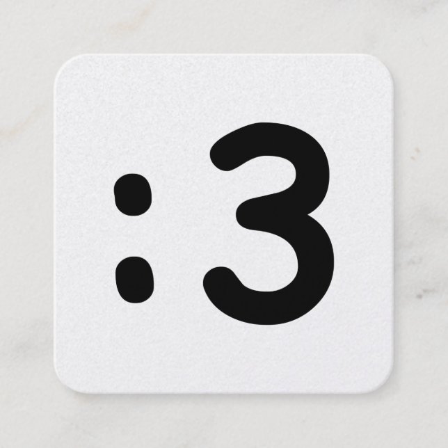 Cartão De Visita Quadrado Cat Face Emoticon :3 (Frente)