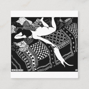Cartão De Visita Quadrado Cat Felix Vallotton Lady Bed Laziness La Paresse