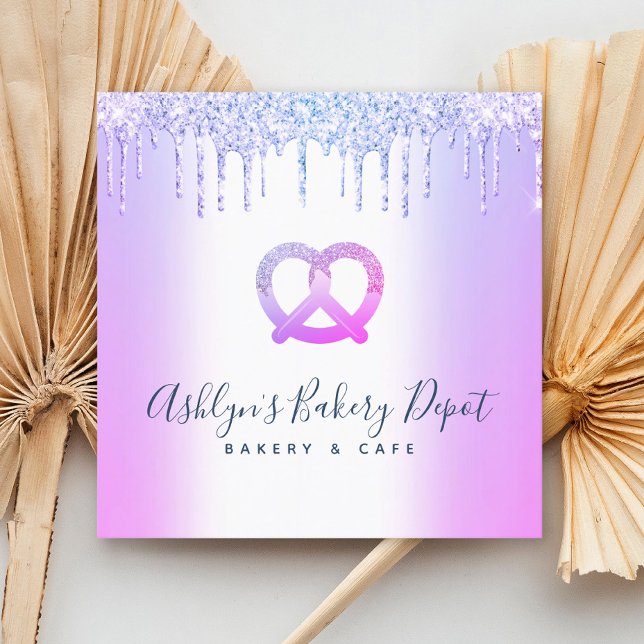 Cartão De Visita Quadrado Catering Bakery Pastelaria Chef Derramamento de Li (Criador carregado)