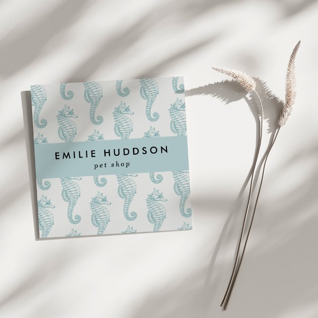 Cartão De Visita Quadrado Cavalos tropicais, Compro de peixes, Compro de ani (Criador carregado)