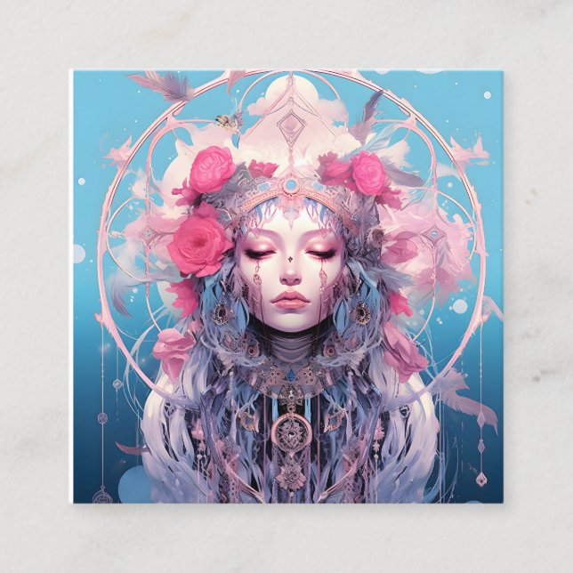 Cartão De Visita Quadrado Celestial Dream Weaver (Frente)