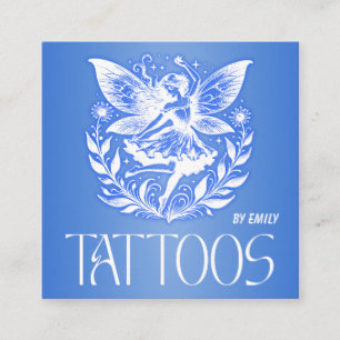 Cartão De Visita Quadrado Celestial Tatuagem Salon Moon Holographic