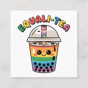 Cartão De Visita Quadrado Chá Igualitário Divertido LGBTQ Bubble Tea Mês do