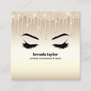 Cartão De Visita Quadrado Champagne Dripps Eyelash profissional