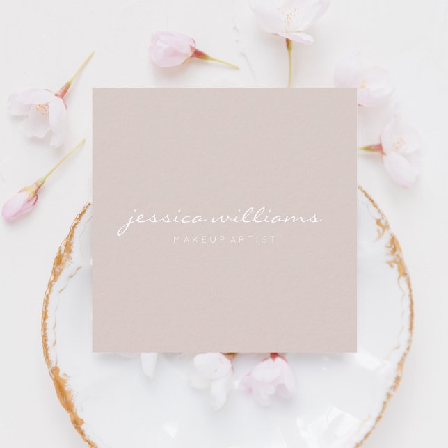 Cartão De Visita Quadrado Champanhe Profissional Moderno Minimalista (Criador carregado)