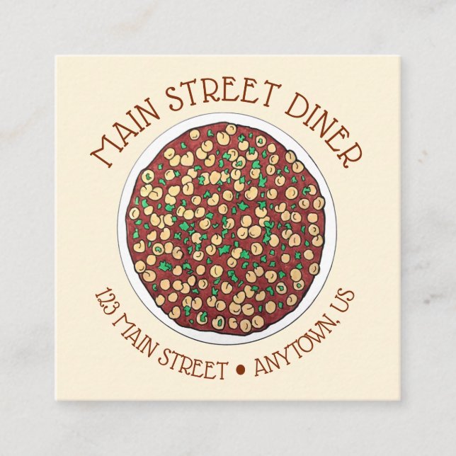 Cartão De Visita Quadrado Chana Masala Chole Indian Comida Chickpea Dish (Frente)