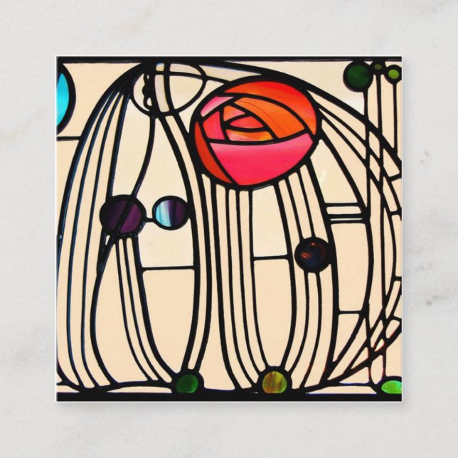 Cartão De Visita Quadrado Charles Rennie Mackintosh StainGlass (Frente)