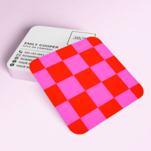Cartão De Visita Quadrado Checker moderno Checkerboard Adicionar logotipo ve